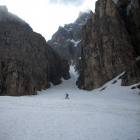 Andrea ed un canalino del Cimon della Pala