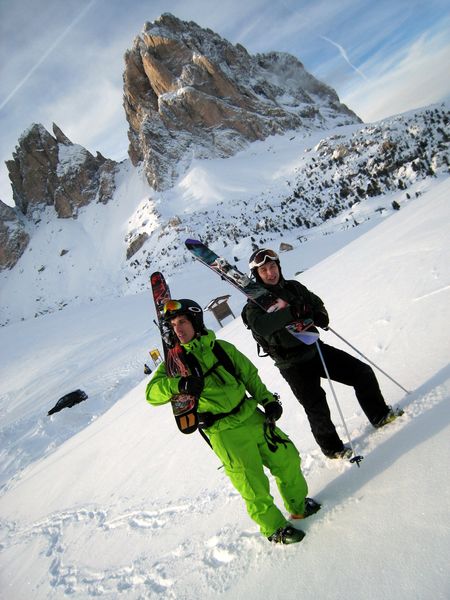 Albi e Samuel con dietro il Sassolungo