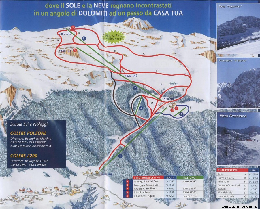 skimap cartina mappa Colere