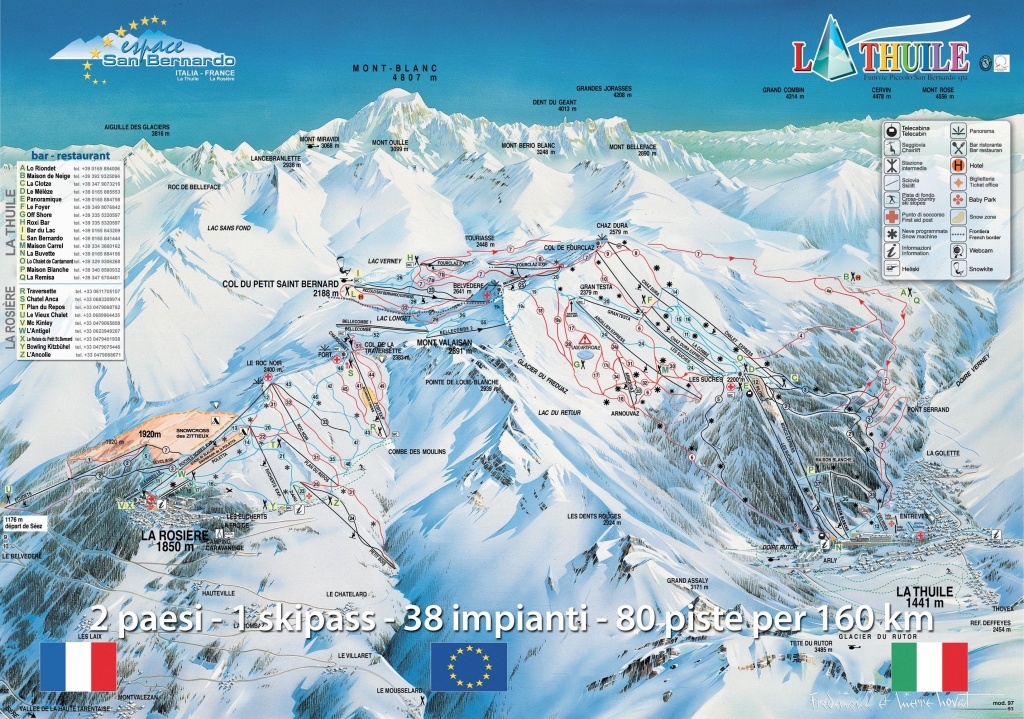 Cartina e mappa delle piste di La Rosiere