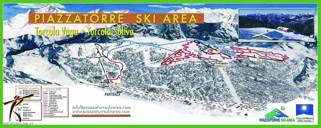 Cartina e mappa delle piste di Piazzatorre - Torcole Ski Area - Val Brembana
