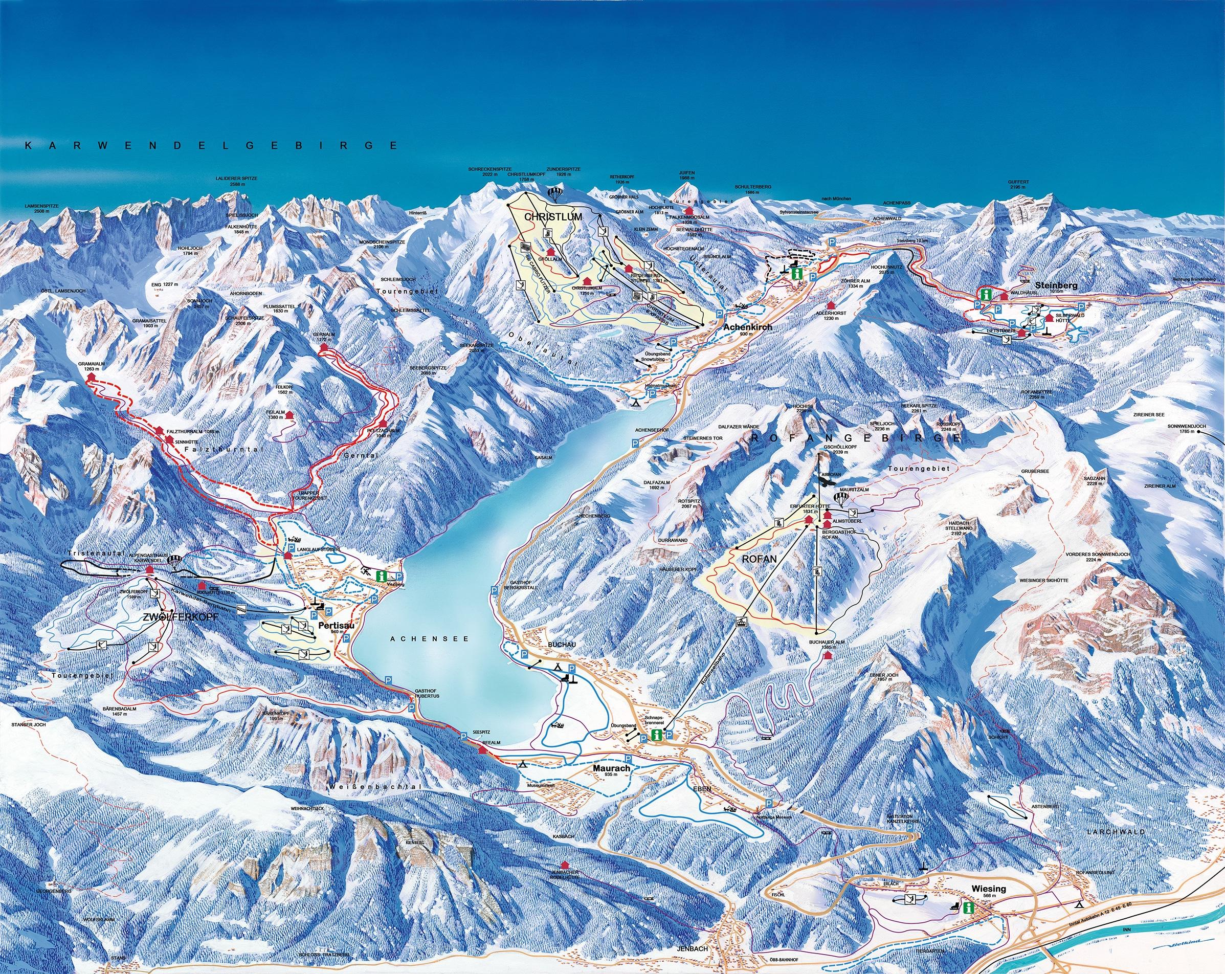 Austria Skimap Achenkirch Christlum Maurach Pertisau Skimaps