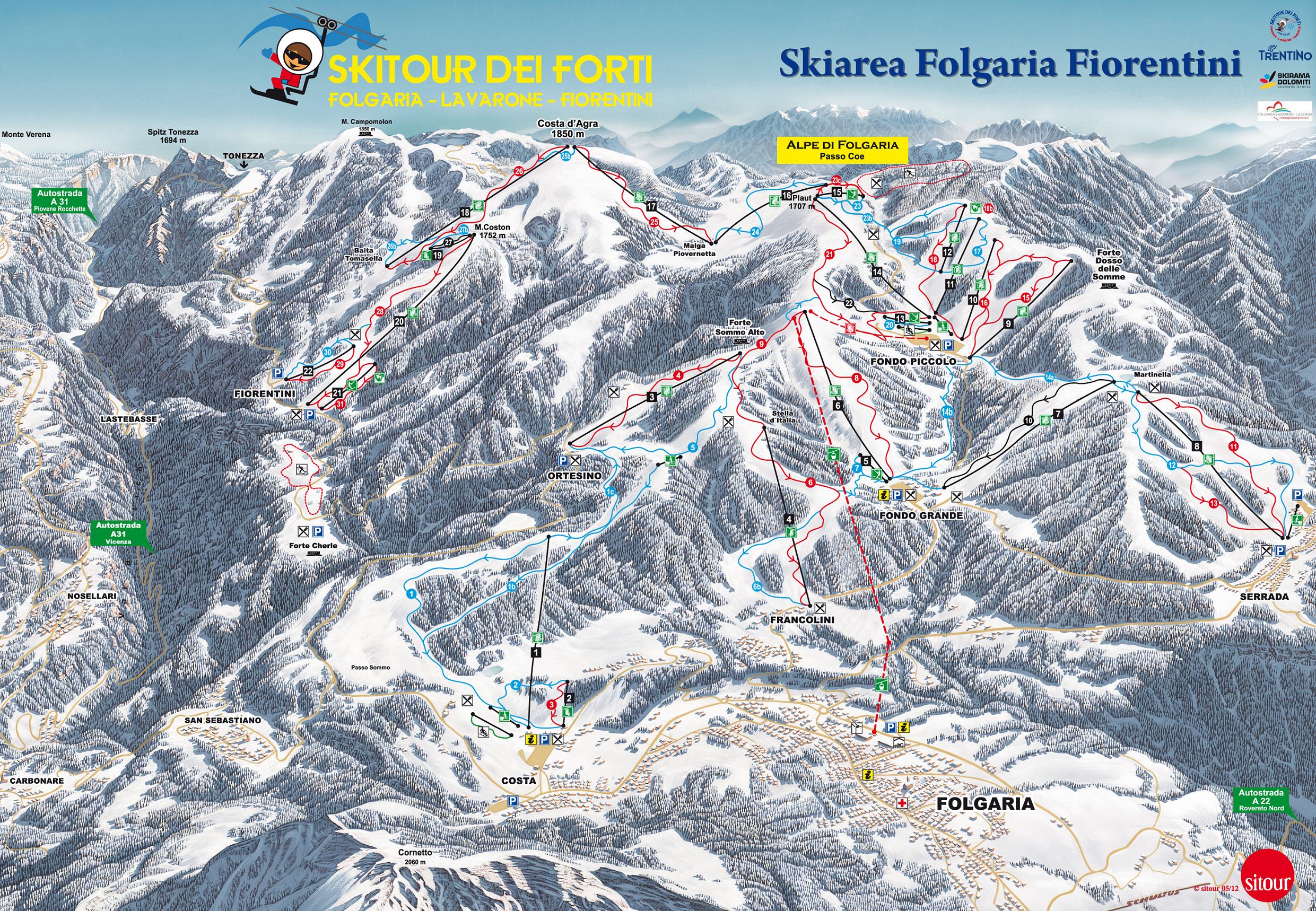 Trentino Folgaria Skimap Skimaps