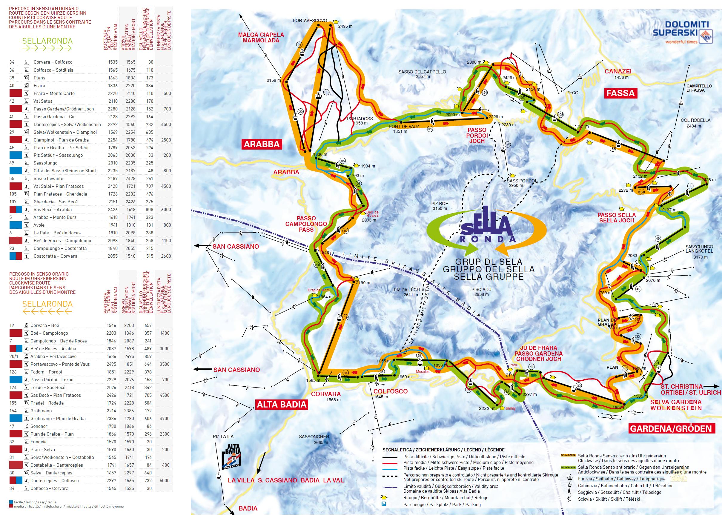 Dolomiti Superski - Sellaronda cartina - mappa - Skimaps
