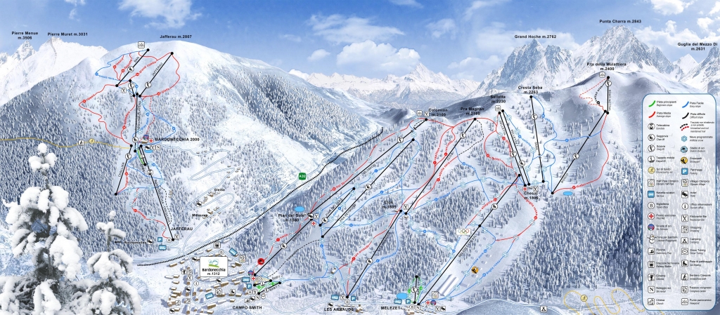 mappa impianti e piste comprensorio Bardonecchia