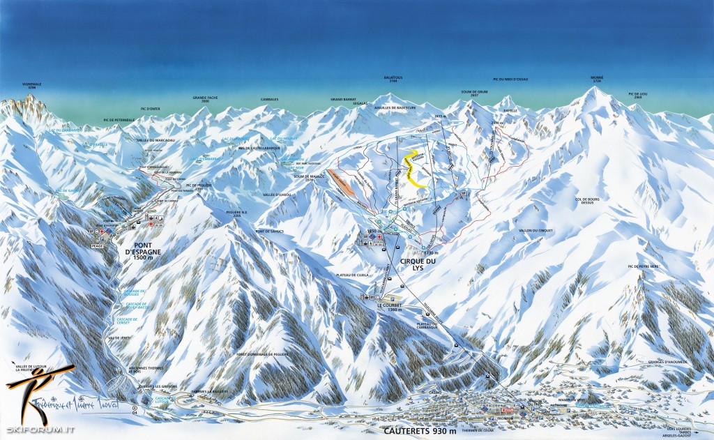 mappa impianti e piste comprensorio Cauterets