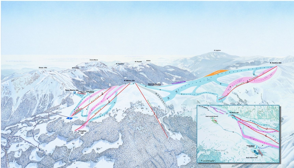 mappa impianti e piste comprensorio Passo Maniva