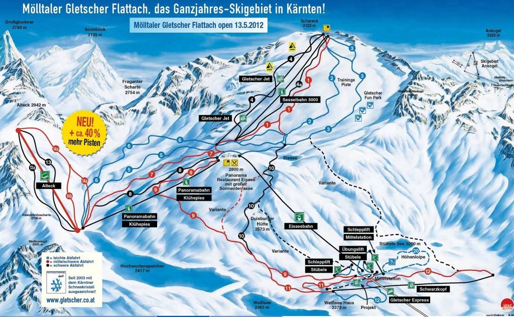 mappa impianti e piste comprensorio Molltaler gletscher
