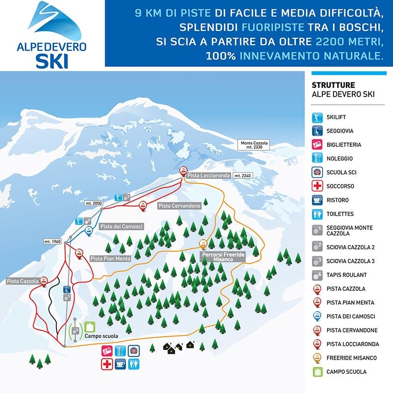 mappa impianti e piste comprensorio Alpe Devero