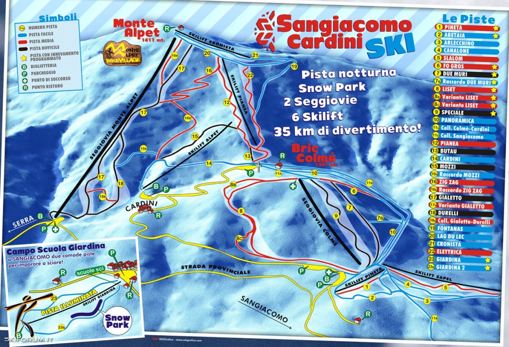 mappa impianti e piste comprensorio San Giacomo di Roburent