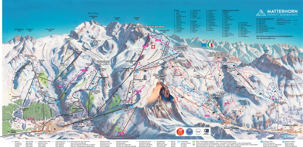 mappa impianti e piste comprensorio Zermatt