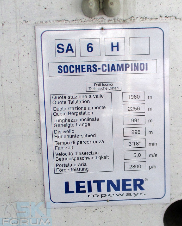 seggiovia Sochers - Ciampinoi dati tecnici