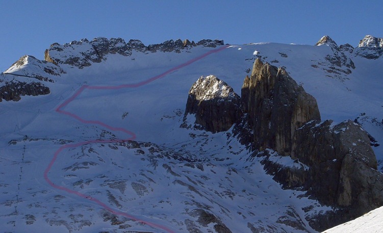 anteprima Pista "La Bellunese" della Marmolada, dal ghiacciaio Marmolada a Malga Ciapela
