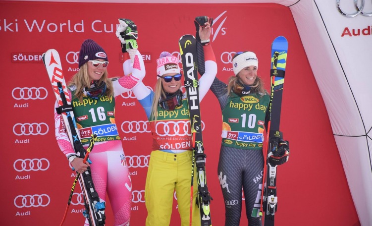 Podio GS femminile - Sölden