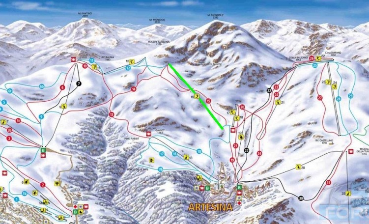 Rocca Giardina sulla skimap