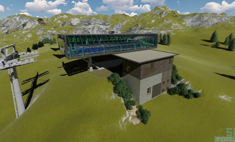 Rendering stazione a monte Nube d'Oro - Madonna di Camp