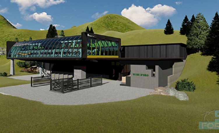 Rendering stazione a valle Nube d'Oro - Madonna di Camp