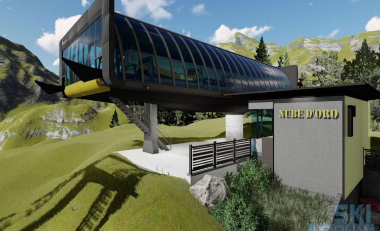 Rendering stazione a monte Nube d'Oro - Madonna di Camp