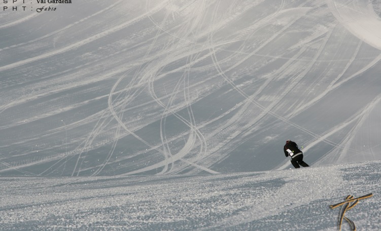 anteprima Pista Saslong, nera sede della discesa libera di Coppa del Mondo di sci alpini - Dolomiti