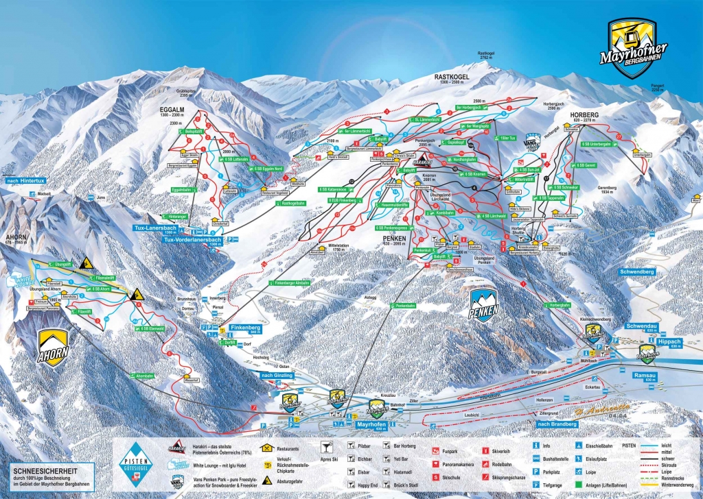 Cartina e mappa delle piste di Zillertal - Mayrhofen - Finkenberg