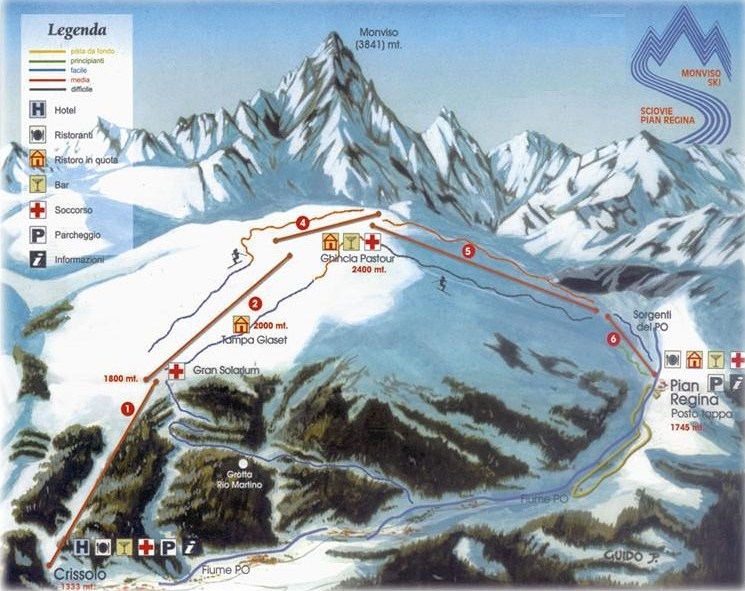 Cartina e mappa delle piste di Crissolo - Pian della Regina - Monviso