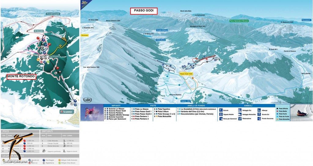 Cartina e mappa delle piste di Scanno - Monte Rotondo