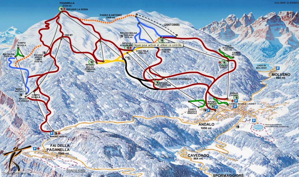 Cartina e mappa delle piste di Andalo - Fai della Paganella