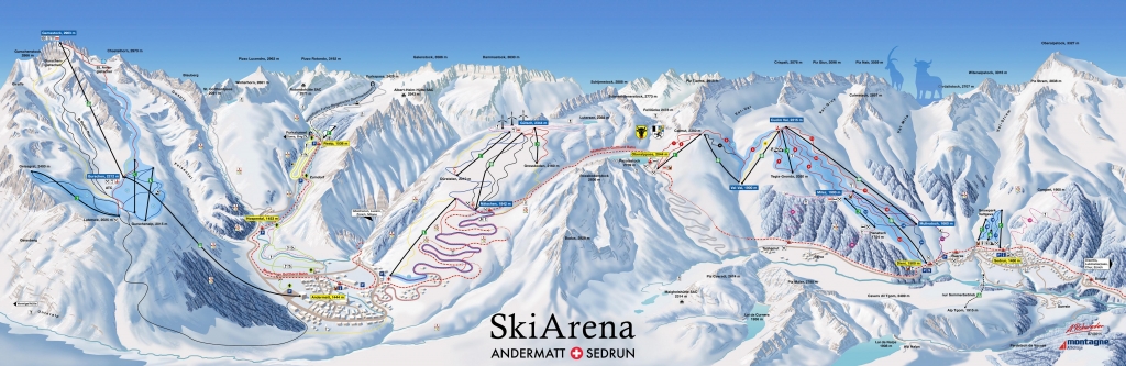 Cartina e mappa delle piste di Andermatt - Gotthard
