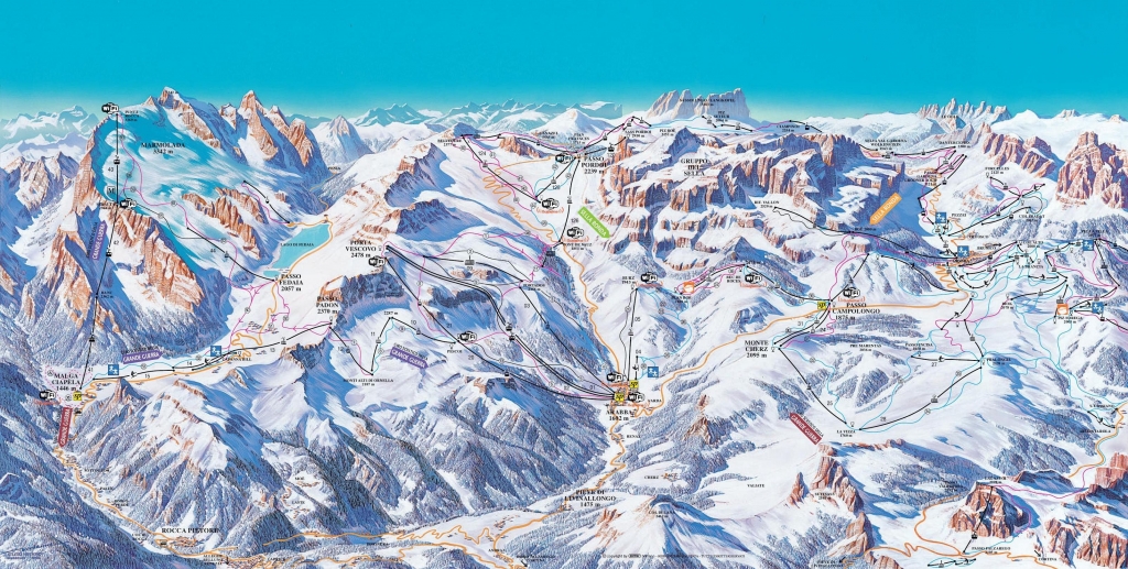 Cartina e mappa delle piste di Pian dei Fiacconi - Marmolada