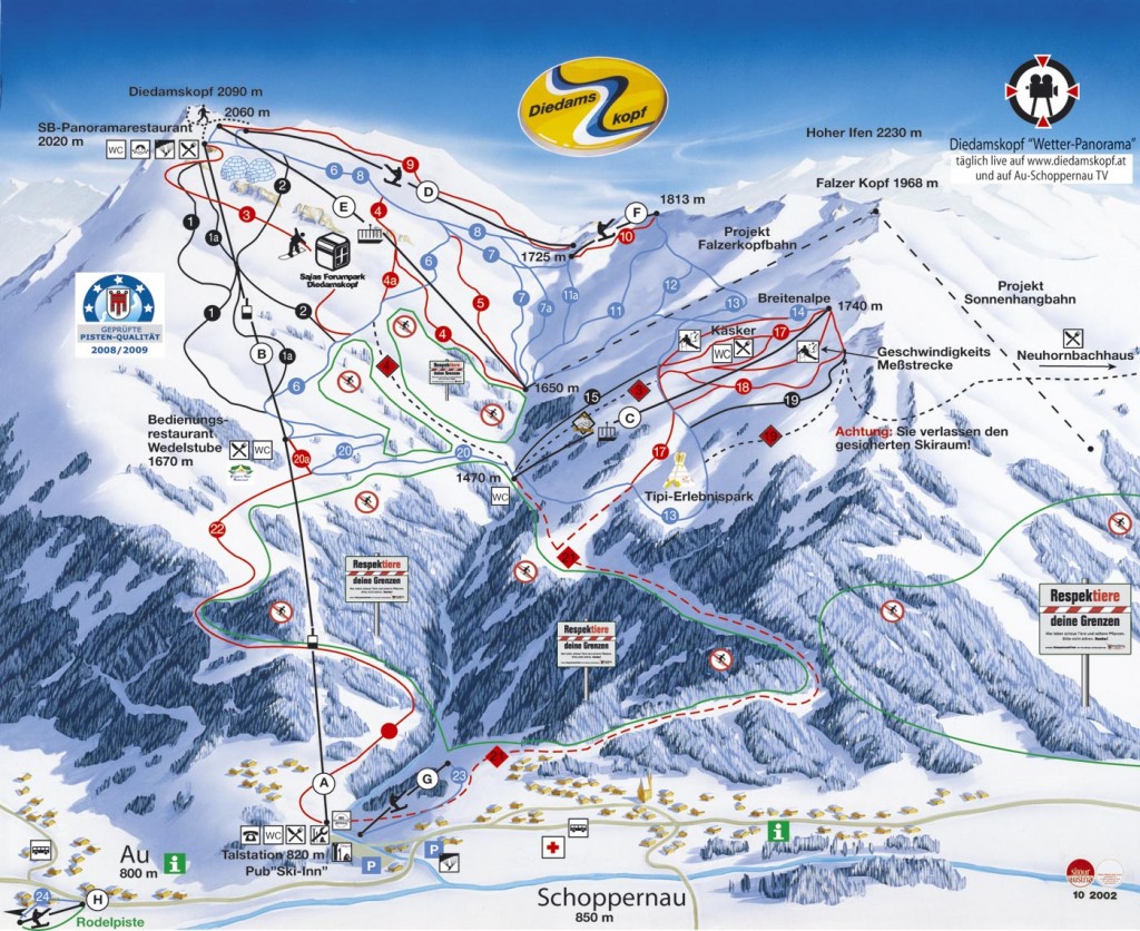 Cartina e mappa delle piste di Diedamskopf