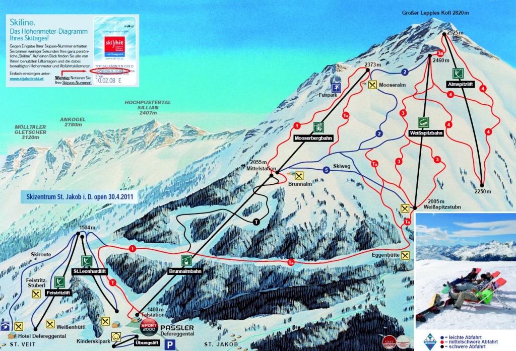 Cartina e mappa delle piste di St Jakob im Defereggental