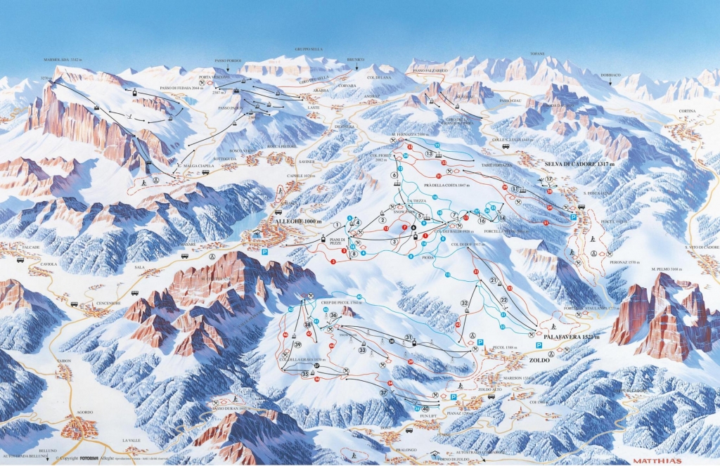 Cartina e mappa delle piste di zzz - Località dolomitica test