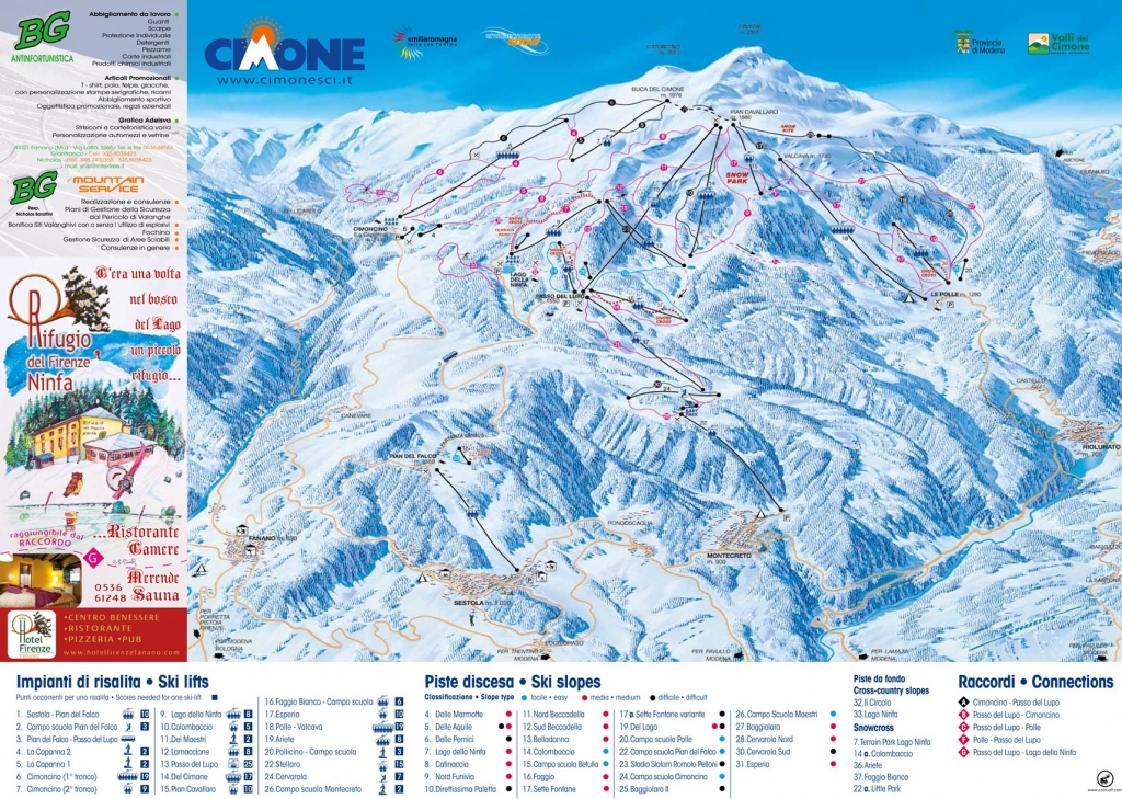 Cartina e mappa delle piste di Cimone - Sestola