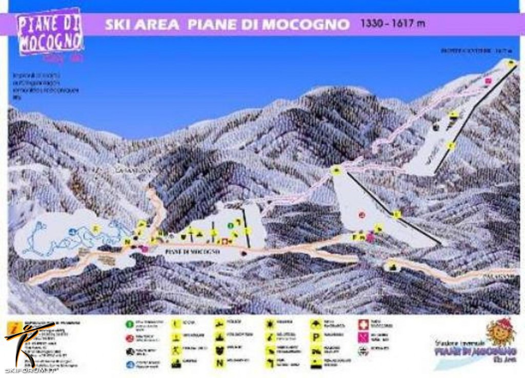 Cartina e mappa delle piste di Piane di Mocogno