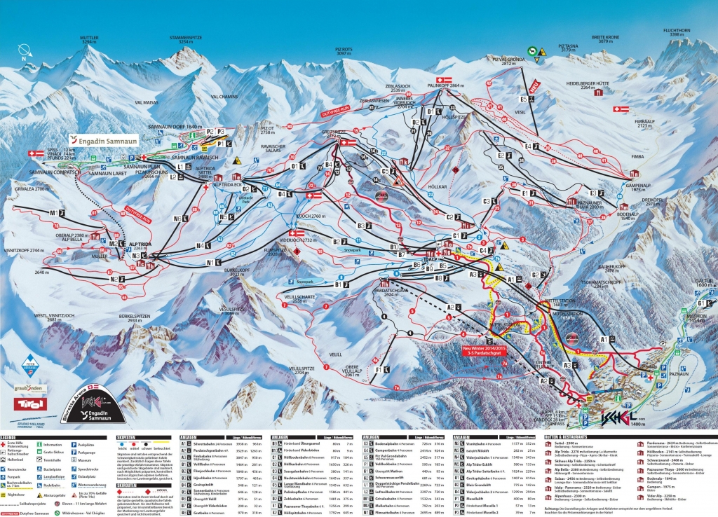 Cartina e mappa delle piste di Ischgl - Samnaun