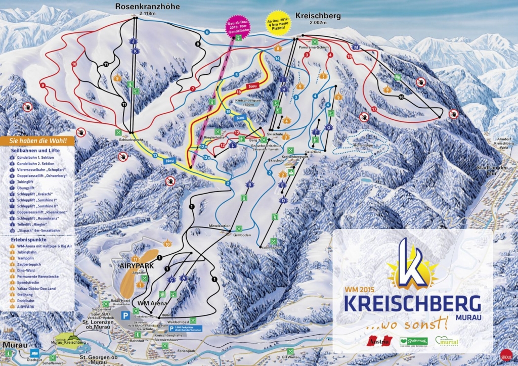Cartina e mappa delle piste di Kreischberg - Murau