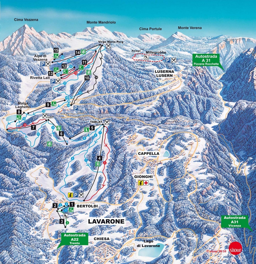 Cartina e mappa delle piste di Lavarone - Luserna