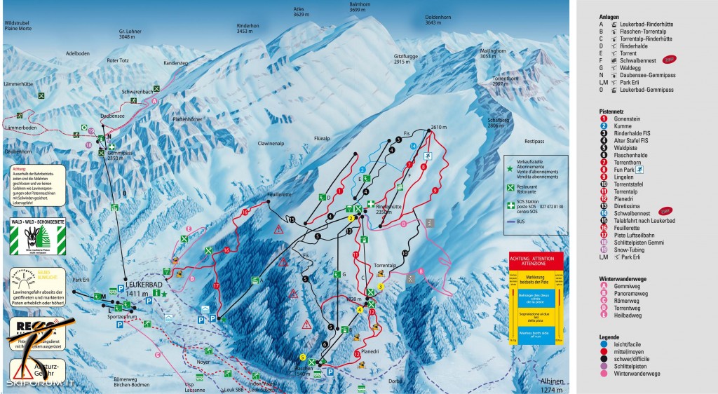 Cartina e mappa delle piste di Leukerbad