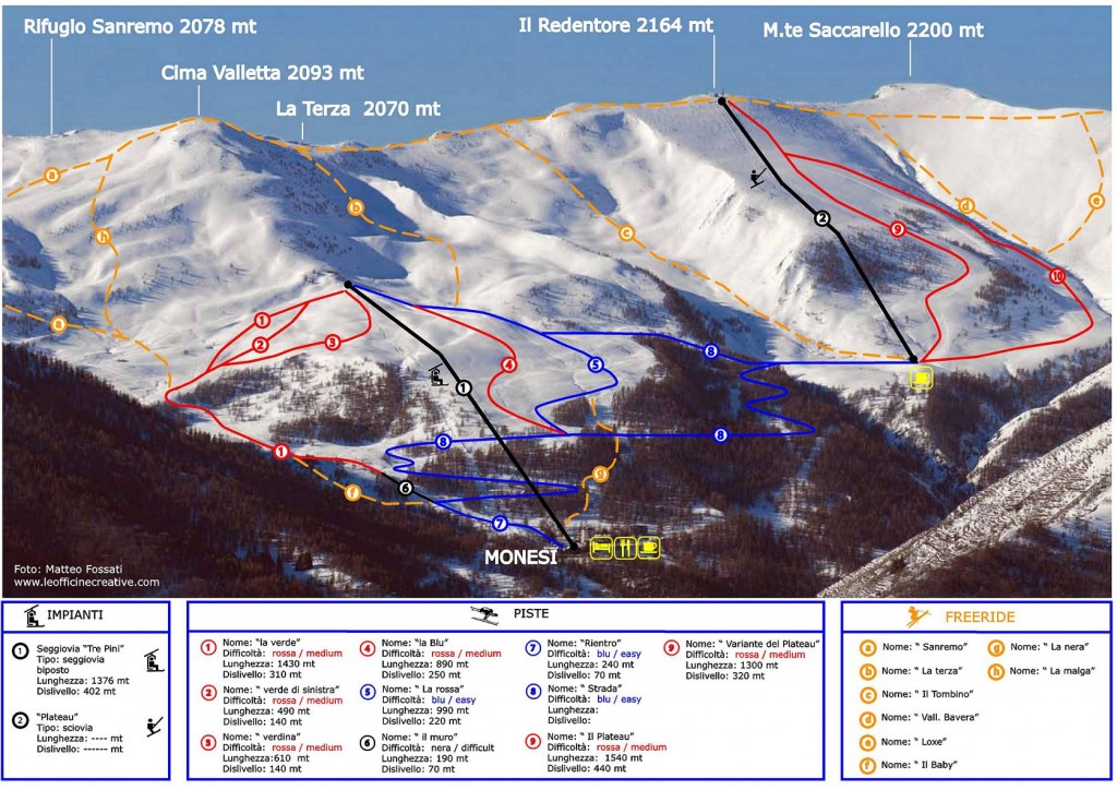 Cartina e mappa delle piste di Monesi di Triora