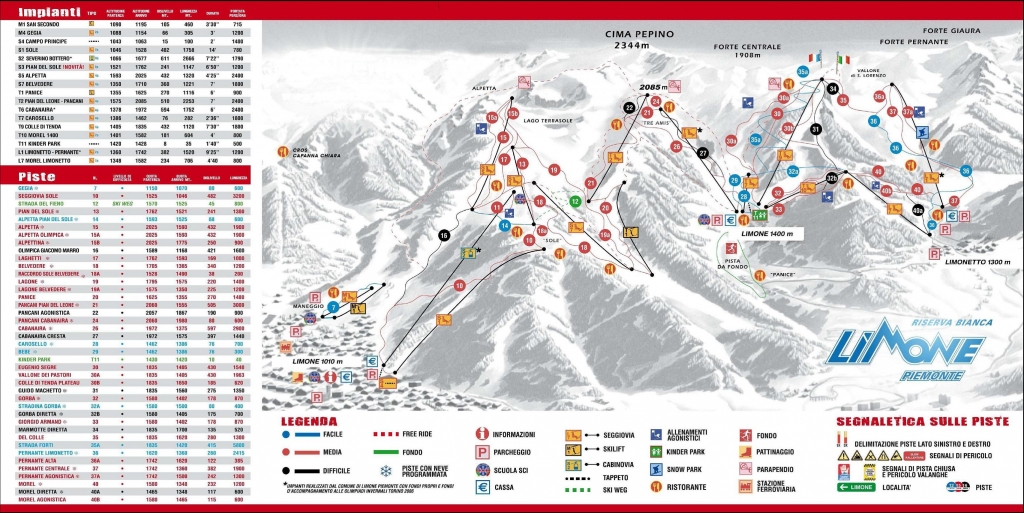 Cartina e mappa delle piste di Limone Piemonte - Riserva Bianca