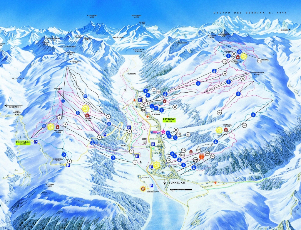 Cartina e mappa delle piste di Livigno