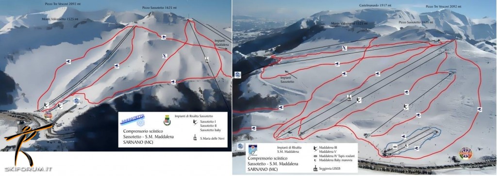 Cartina e mappa delle piste di Sarnano - Sassotetto - Santa Maria Maddalena
