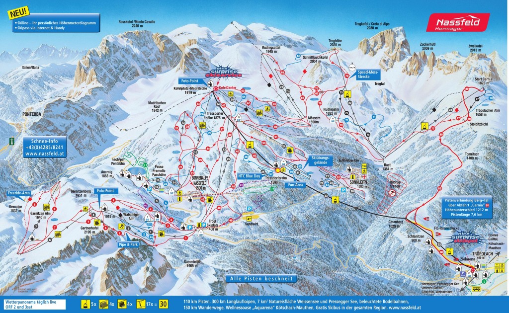 Cartina e mappa delle piste di Nassfeld - Passo Pramollo