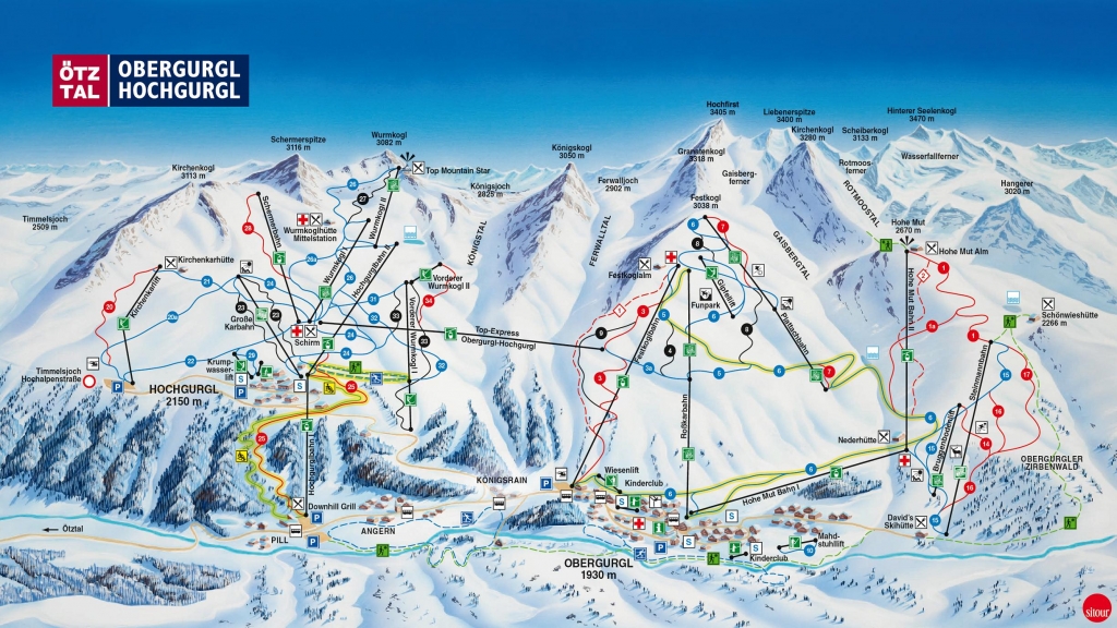 Cartina e mappa delle piste di Obergurgl - Hochgurgl