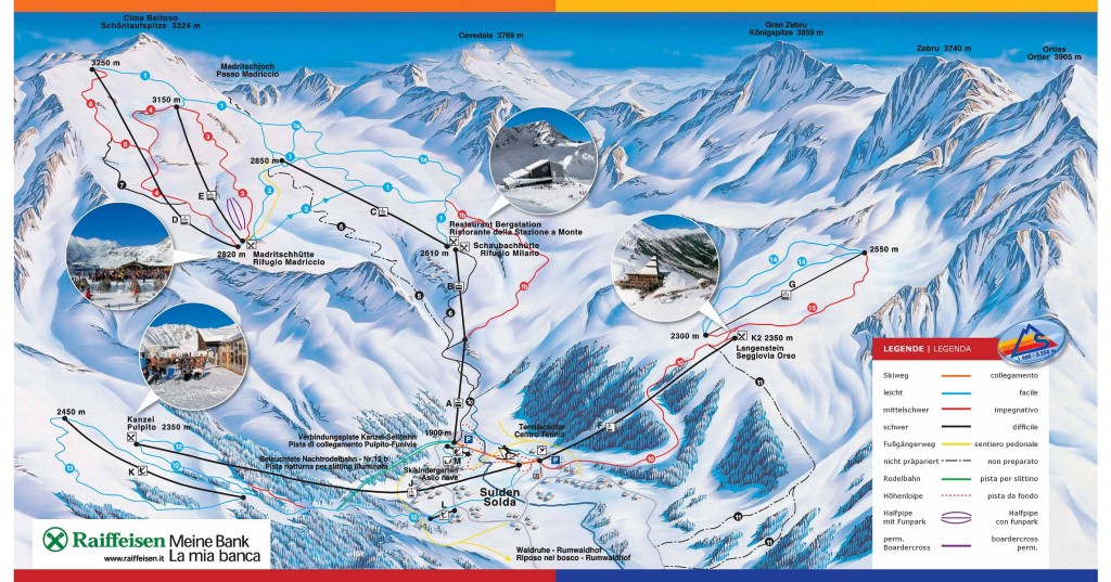 Cartina e mappa delle piste di Solda all'Ortles