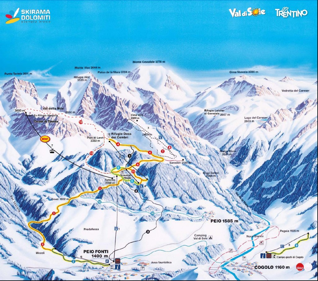 Cartina e mappa delle piste di Pejo