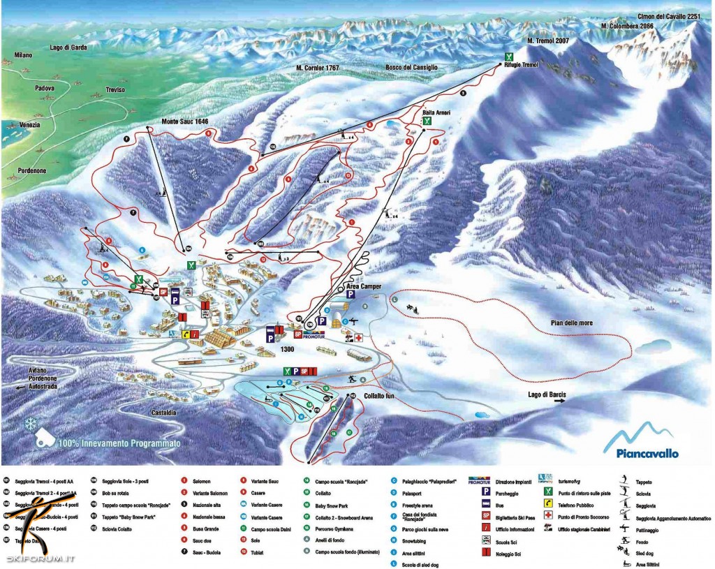 Cartina e mappa delle piste di Piancavallo