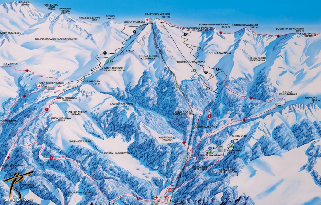 Cartina e mappa delle piste di Zakopane