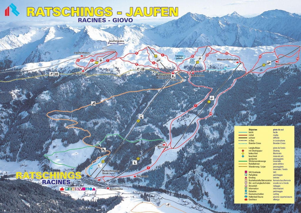 Cartina e mappa delle piste di Racines - Passo Giovo