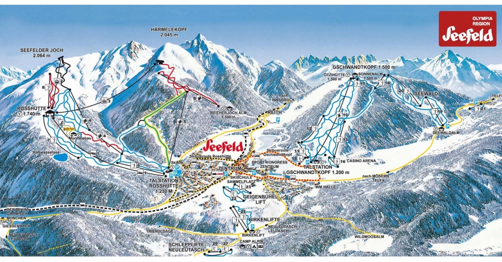 Cartina e mappa delle piste di Seefeld